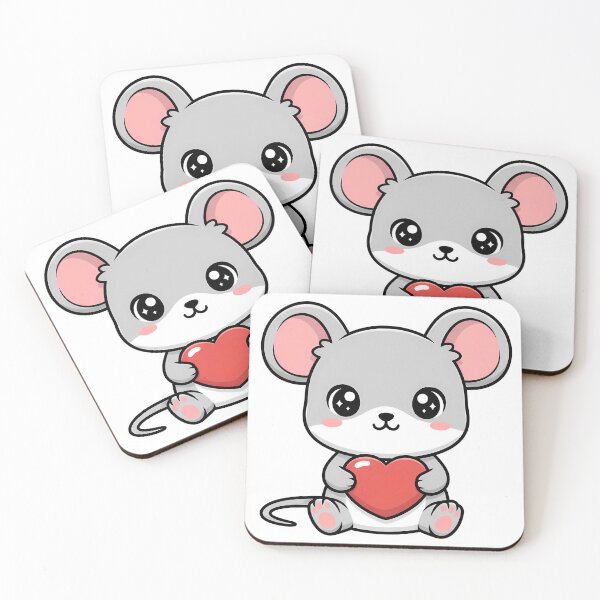 Item preview, Cute Kawaii Mouse Holding Heart Cartoon Illustration designed and sold by Cute Stickers Machine.