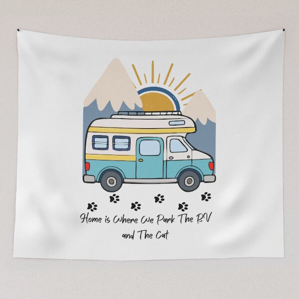 Item preview, Home is Where We Park The RV and The Cat. RV and Cat design designed and sold by SofikoDesigns.