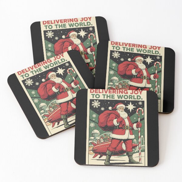 Item preview, Retro Santa Delivering Joy Pop Art Christmas Poster designed and sold by HoopeStylee.