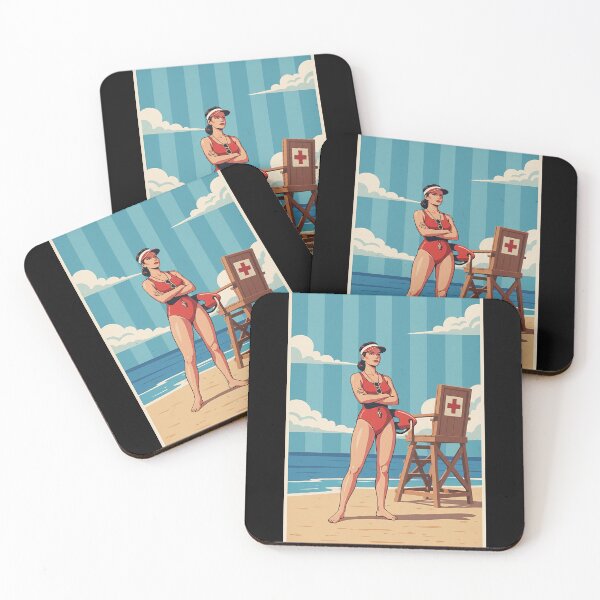 Item preview, Retro Lifeguard Pop Art Vintage Beach Poster designed and sold by HoopeStylee.