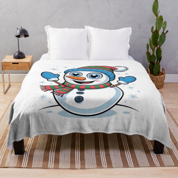 Item preview, Cute Christmas Snowman – Blue & Red Winter Cartoon ❄️⛄️ designed and sold by Mastihuba Studio™.
