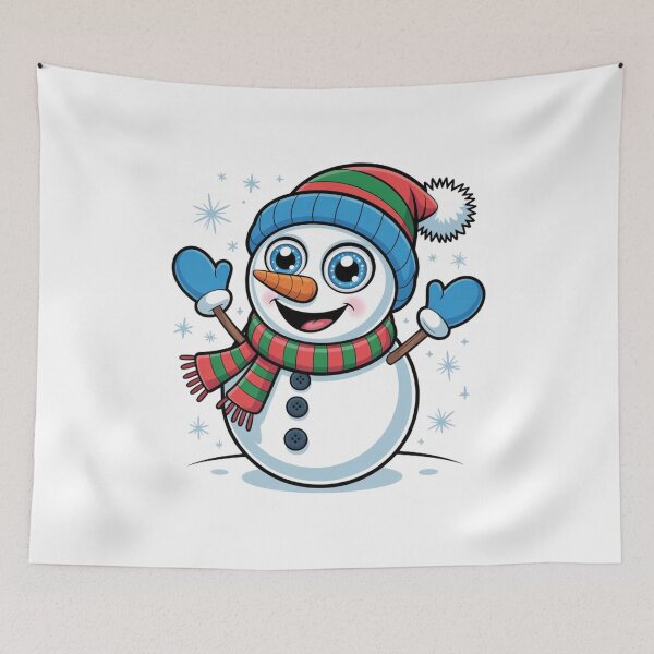 Item preview, Cute Christmas Snowman – Blue & Red Winter Cartoon ❄️⛄️ designed and sold by Mastihuba Studio™.