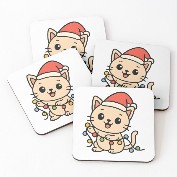 Item preview, Kitten with fairy lights and Christmas hat designed and sold by Killerkarpfen.