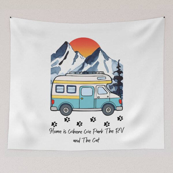 Item preview, Home is Where We Park The RV and The Cat. RV and Cat design designed and sold by SofikoDesigns.