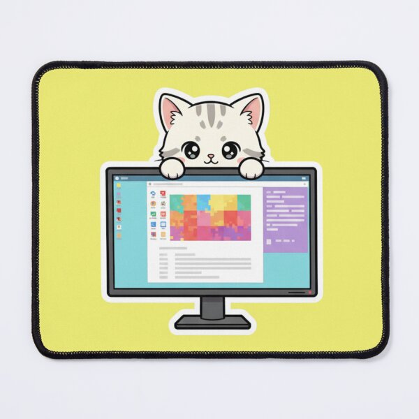 Item preview, Adorable Chibi Cat Sticker On Computer Monitor Relax Stress Relief Fun Sticker Tech Gift designed and sold by bvdesignart.