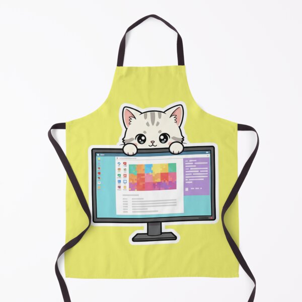 Item preview, Adorable Chibi Cat Sticker On Computer Monitor Relax Stress Relief Fun Sticker Tech Gift designed and sold by bvdesignart.