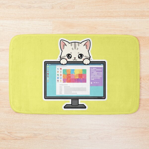 Item preview, Adorable Chibi Cat Sticker On Computer Monitor Relax Stress Relief Fun Sticker Tech Gift designed and sold by bvdesignart.