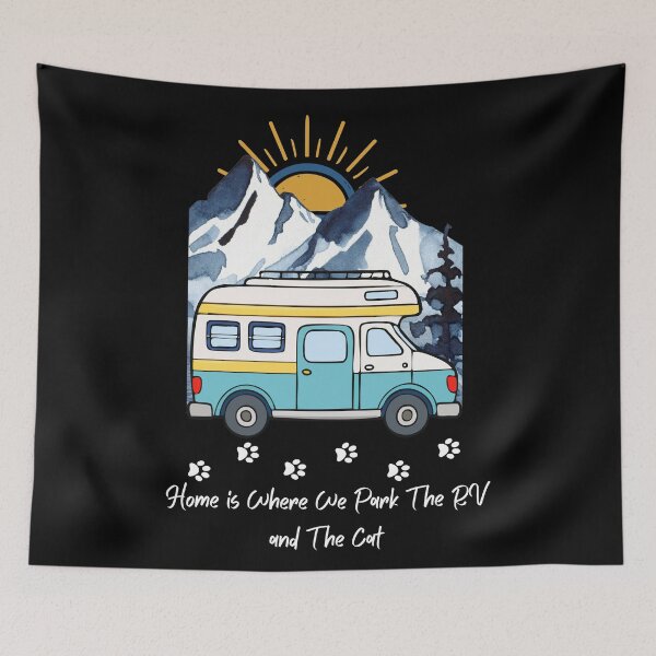 Item preview, Home is Where We Park The RV and The Cat. RV and Cat design designed and sold by SofikoDesigns.