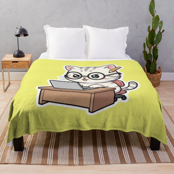 Item preview, Intellectual Chibi Cat Sticker Working on Laptop Relax Stress Relief Fun Sticker for Students and Geeks designed and sold by bvdesignart.