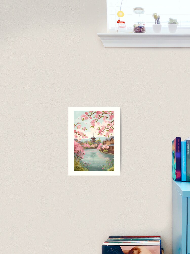 Thumbnail 2 of 3, Art Print, Springtime Sakura by the Riverside designed and sold by herculeng.