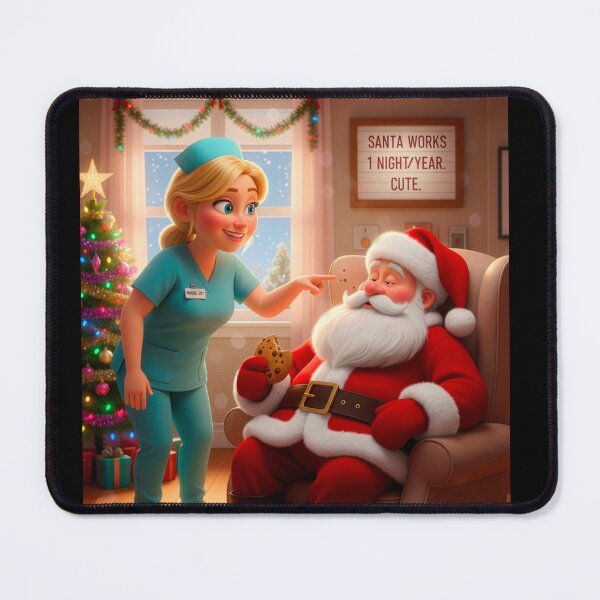 Item preview, Funny Nurse Christmas – Santa Works One Night A Year – Cute Humor designed and sold by xper-t-s.