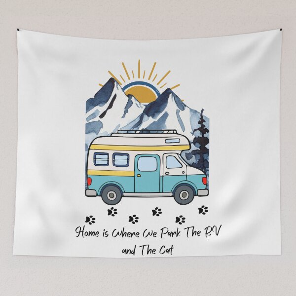 Item preview, Home is Where We Park The RV and The Cat. RV and Cat design designed and sold by SofikoDesigns.