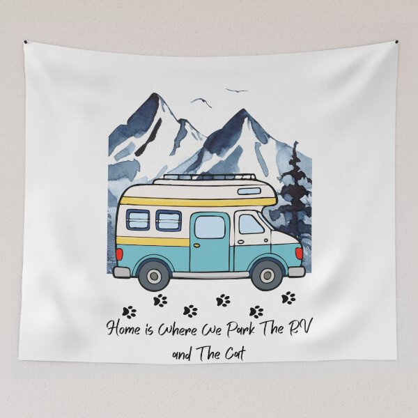 Item preview, Home is Where We Park The RV and The Cat. RV and Cat design designed and sold by SofikoDesigns.