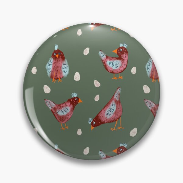 Item preview, Red Chickens on Green with Eggs designed and sold by Celeste Bocchicchio-Chaudhri.