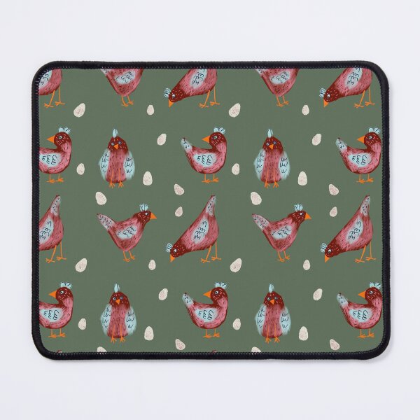 Item preview, Red Chickens on Green with Eggs designed and sold by Celeste Bocchicchio-Chaudhri.