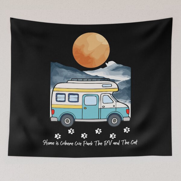 Item preview, Home is Where We Park The RV and The Cat. RV and Cat design designed and sold by SofikoDesigns.