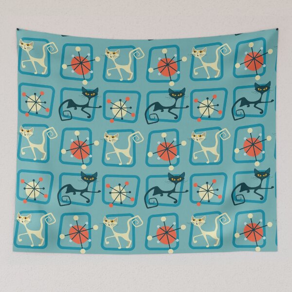 Item preview, 1950s 1960s Mid Century Modern Atomic Starburst Cats designed and sold by RetroMaggie.