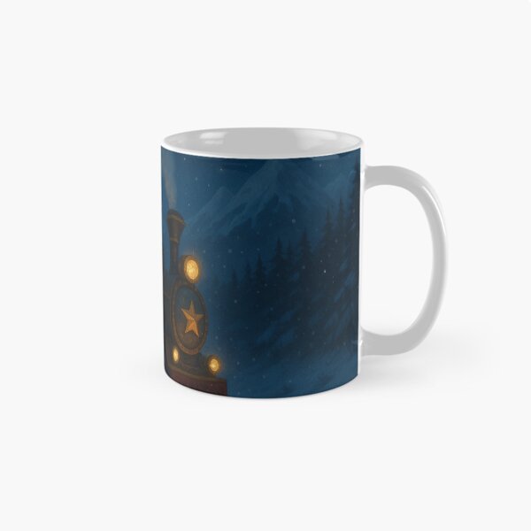 Item preview, Magical Christmas Train in Snowy Mountains – Cute Animal Passengers & Christmas Tree Steam Illustration designed and sold by leen12 Art Designs Prints.