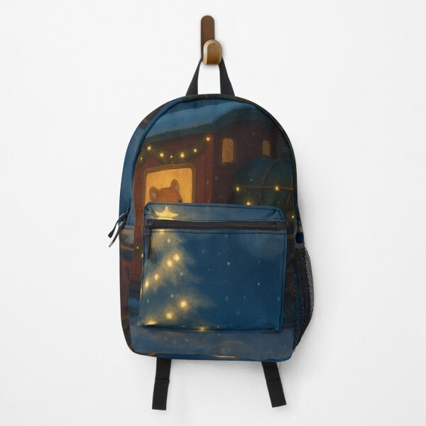 Item preview, Magical Christmas Train in Snowy Mountains – Cute Animal Passengers & Christmas Tree Steam Illustration designed and sold by leen12 Art Designs Prints.