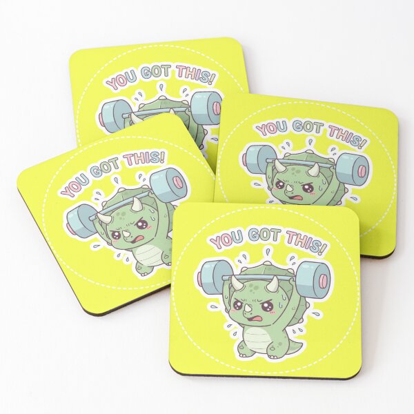 Item preview, Motivational Chibi Dinosaur Sticker You Got This Lifting Weights Relax Stress Relief Fun Sticker Gym Buddy designed and sold by bvdesignart.
