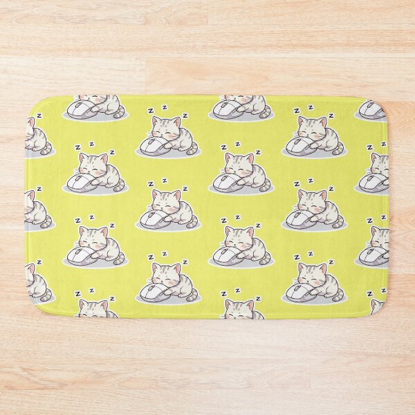 Item preview, Cute Sleeping Chibi Cat Sticker Napping on Computer Mouse Relax Stress Relief Fun Sticker Office Desk Decal designed and sold by bvdesignart.