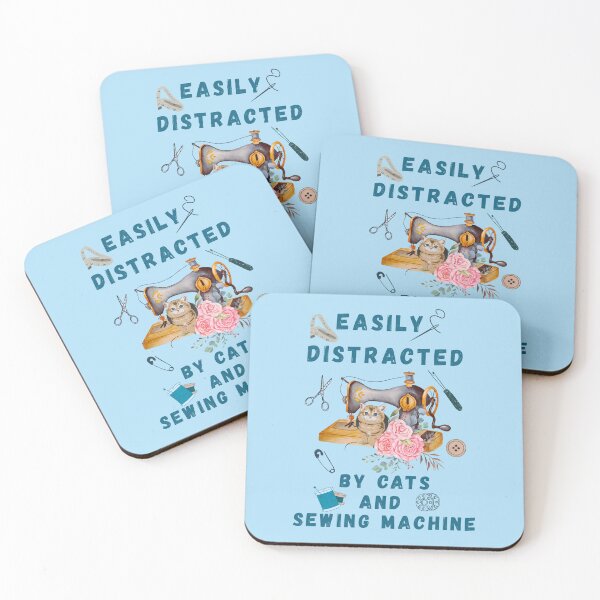 Item preview, Easily Distracted By Cats And Sewing - A Cat Sewing designed and sold by Wiss2Arts.