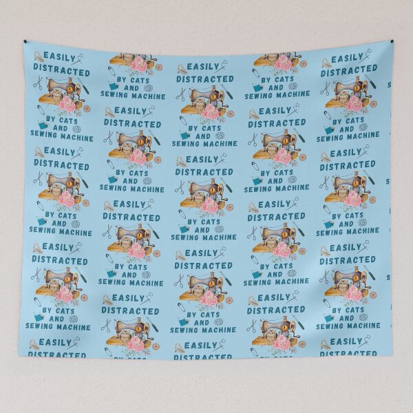 Item preview, Easily Distracted By Cats And Sewing - A Cat Sewing designed and sold by Wiss2Arts.