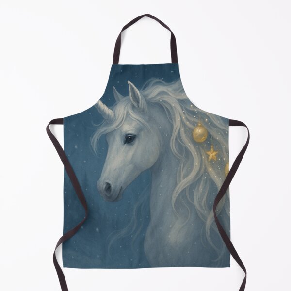 Item preview, Winter Unicorn With Sparkling Mane – Magical Christmas Fantasy Illustration | Elegant Snowy Night Art designed and sold by leen12 Art Designs Prints.