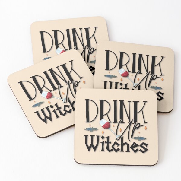 Item preview, Antique White Sand, Cottagecore - Drink Up Witches Kitchen Witch, Kitchen Witchery, Wine Witch, Wine Lover on white designed and sold by Alaska Magick.