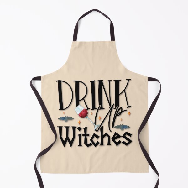Item preview, Antique White Sand, Cottagecore - Drink Up Witches Kitchen Witch, Kitchen Witchery, Wine Witch, Wine Lover on white designed and sold by Alaska Magick.