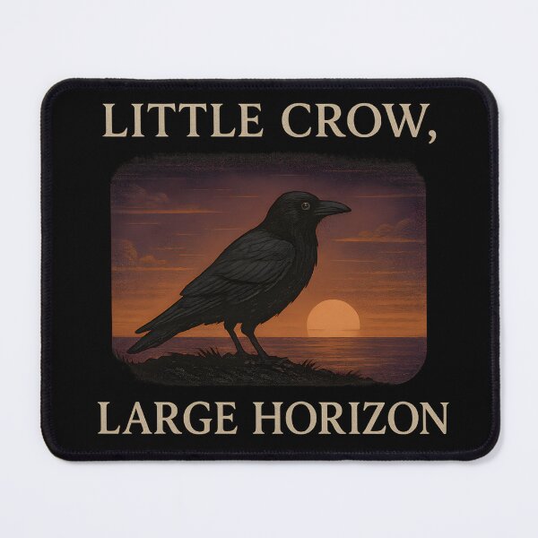 Item preview, Little Crow, Large Horizon – Gothic Crow Sunset Quote Art designed and sold by Mouraludia.