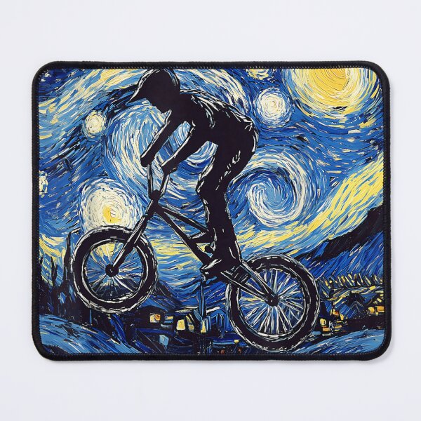 Item preview, BMX Bike Rider Starry Night Inspired T-Shirt – Artistic Cycling Freestyle Design designed and sold by jnv3436.