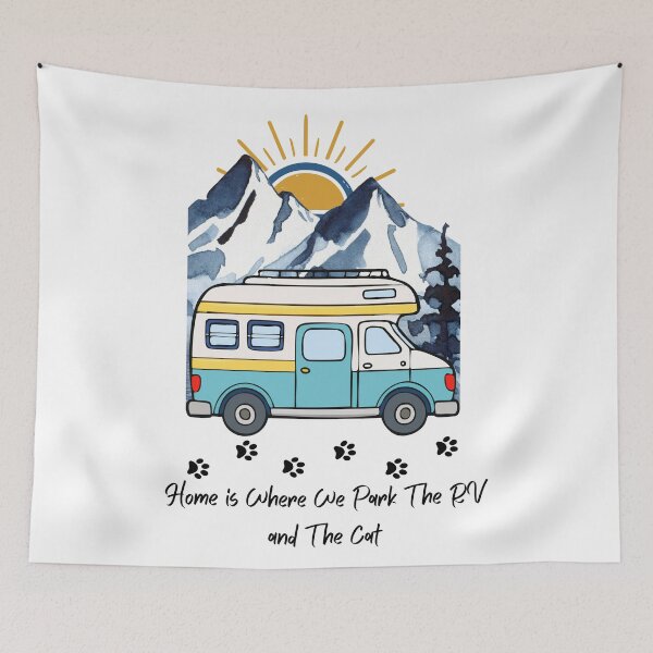 Item preview, Home is Where We Park The RV and The Cat. RV and Cat design designed and sold by SofikoDesigns.
