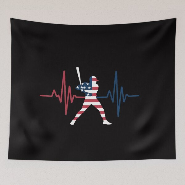 Artikelvorschau, Home Run Baseball Flag Baseball Herzschlag entworfen und verkauft von ConceptThena.