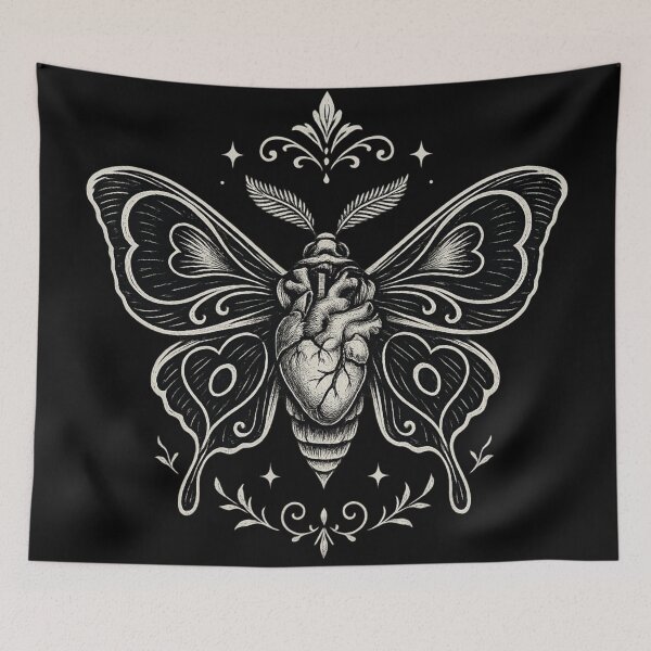 Item preview, Gothic Heart Moth — Anatomical Heart Wings — Dark Academia Occult designed and sold by Mouraludia.