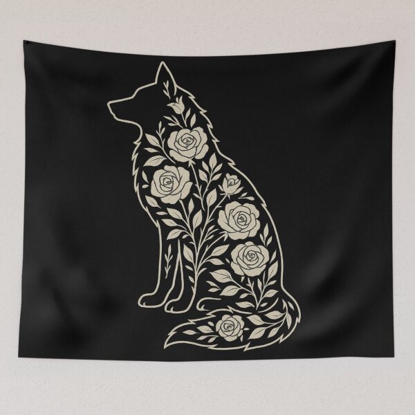 Item preview, Floral Wolf Silhouette — Gothic Rose Wolf Art — Dark Academia Aesthetic designed and sold by Mouraludia.