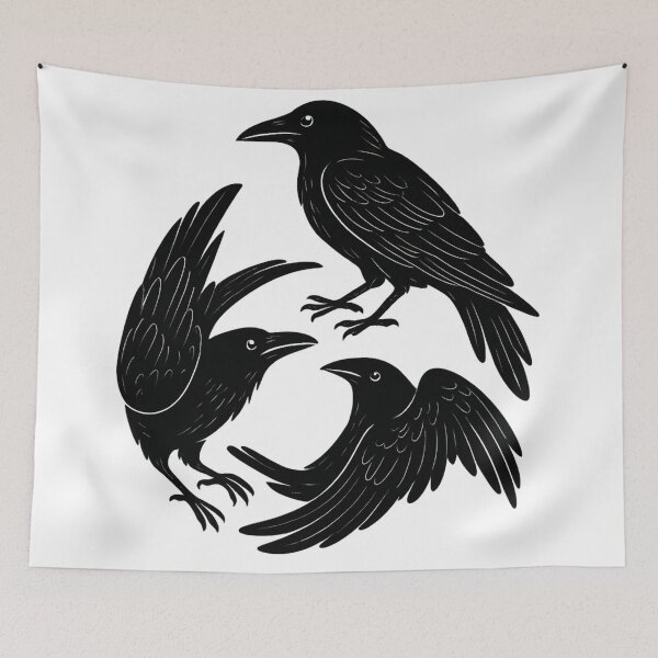 Item preview, Three Ravens Circle — Gothic Crow Symbol — Dark Academia Minimalist designed and sold by Mouraludia.