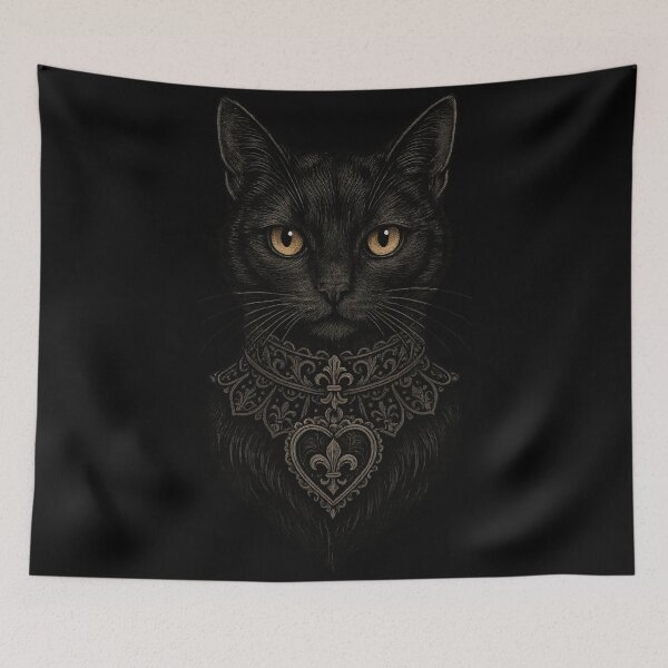 Item preview, Gothic Black Cat Portrait – Baroque Collar, Occult Elegance, Witchcore Aesthetic” designed and sold by Mouraludia.
