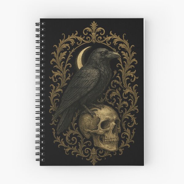 Item preview, Gothic Raven on Skull — Dark Academia Crow Art — Occult Aesthetic designed and sold by Mouraludia.