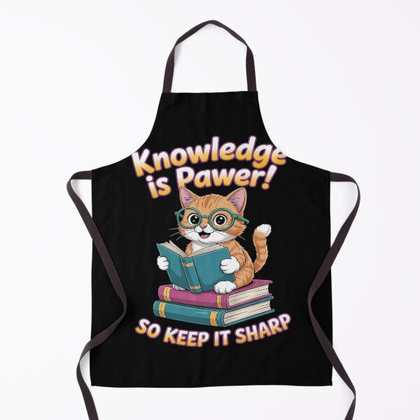 Item preview, Knowledge Is Pawer, So Keep It Sharp, Funny Cat Book Lover designed and sold by ShelFisher.