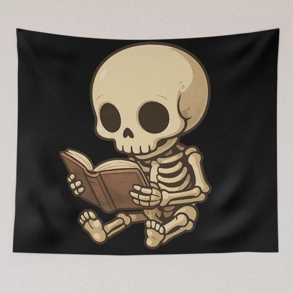 Item preview, Cute Reading Skeleton – Spooky Book Lover designed and sold by Mouraludia.