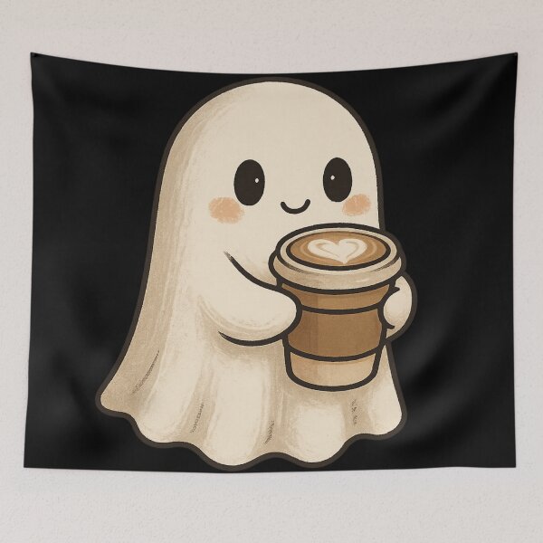 Item preview, Cute Coffee Ghost – Spooky Cozy Latte Friend designed and sold by Mouraludia.