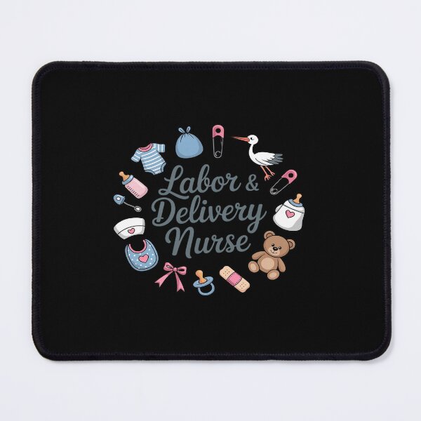 Item preview, Labor Delivery Nurse Stork Squad Blue Toile Artwork designed and sold by ShelFisher.