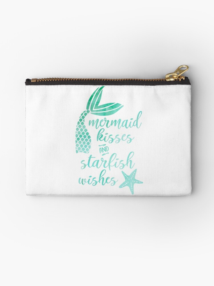 Mermaid Kisses And Starfish Wishes Zipper Pouch By Freckledbliss Redbubble