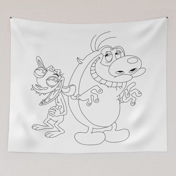 Item preview, Hand drawn Ren and Stimpy line art colouring coloring designed and sold by Lumennyxart.