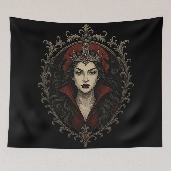 Item preview, Vampire Queen Portrait – Gothic Dark Lady in Red designed and sold by Mouraludia.