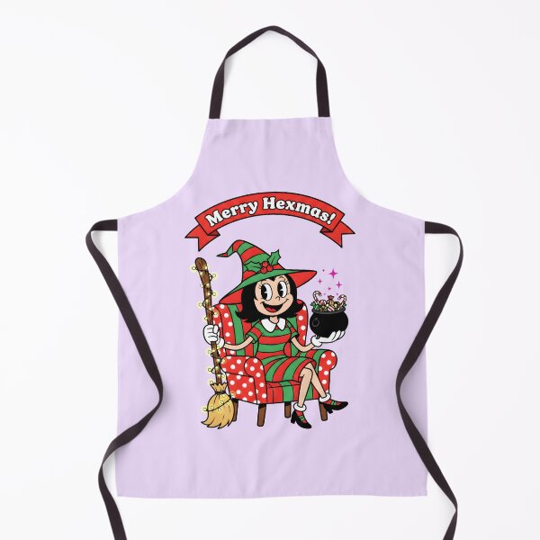Item preview, Retro Christmas Rubber Hose Witch with Candy Cauldron "Merry Hexmas!" designed and sold by SeGoArtDesign.