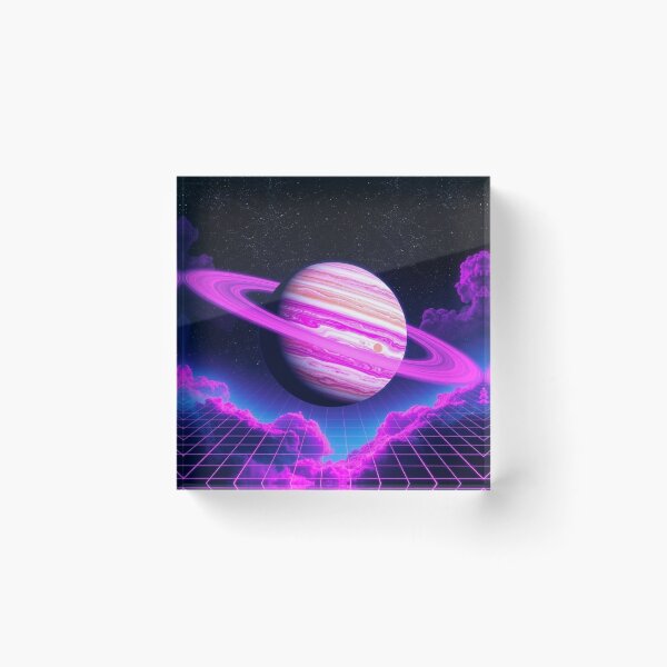 Item preview, Neon Pink Saturn Poster - Vaporwave Retro Grid Aesthetic designed and sold by EllDAV777.