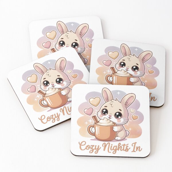 Aperçu de l'œuvre Lapin Kawaii avec une boisson crémeuse – Illustration douce pour des soirées cosy et chaleureuses créée et vendue par SoftyDesigns.