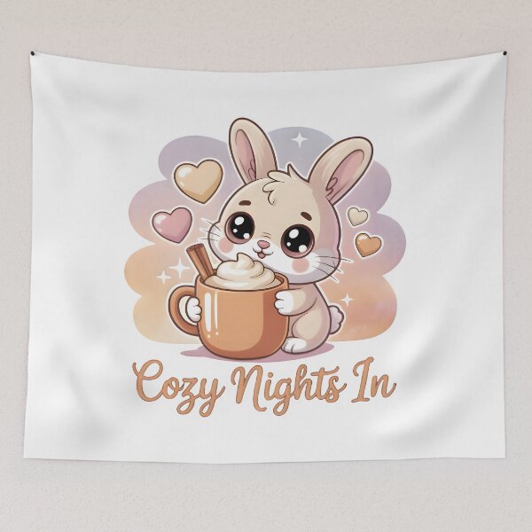 Item preview, Lapin Kawaii avec une boisson crémeuse – Illustration douce pour des soirées cozy et chaleureuses designed and sold by SoftyDesigns.